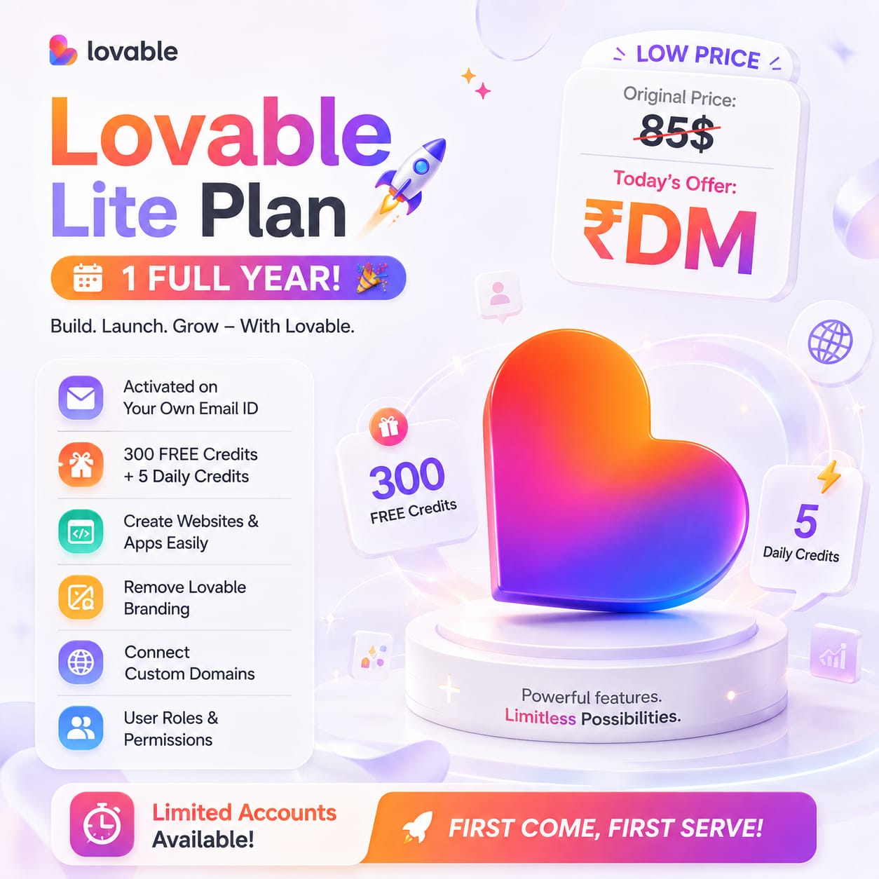 LOVABLE AI — LITE PLAN (1 YEAR)