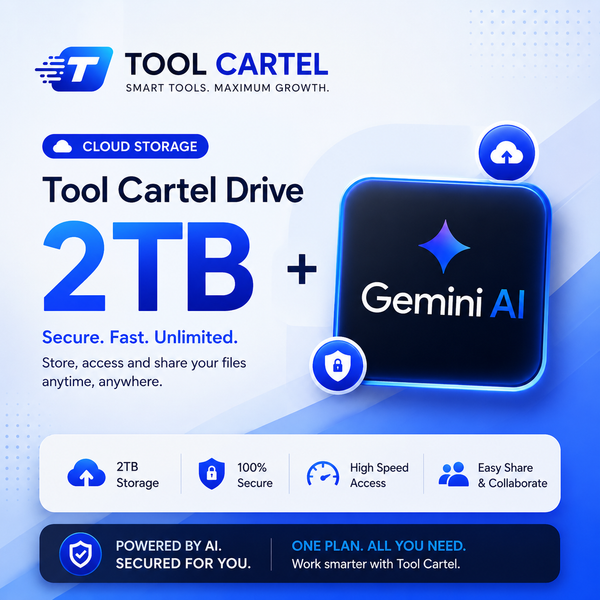 Tool Cartel Drive 2TB + Gemini AI Premium | Cloud Storage & AI Productivity Bundle
